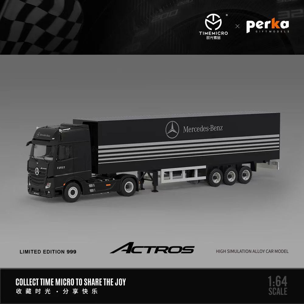 1/64 TIME MICRO + PERKA 1:64 MERCEDES ACTROS CONTAINER TRUCK - Black