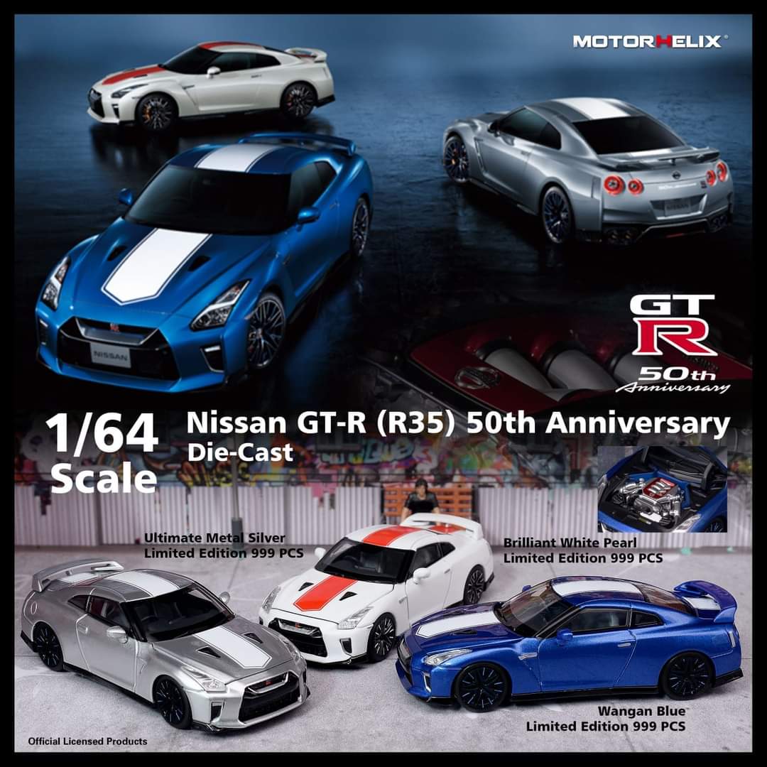 Motor Helix R35 1/64 Motorhelix Nissan GT-R R35, 50th Anniversary Edition - Wangan Blu ...