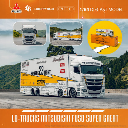 1/64 LBWK Mitsubishi LB-TRUCKS Fuso Super Great 3 Truck Set with Car - GCD Diecast