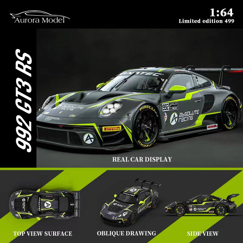 1/64 - Porsche 992 GT3 RS -  Absolute Racing black green - Aurora Model