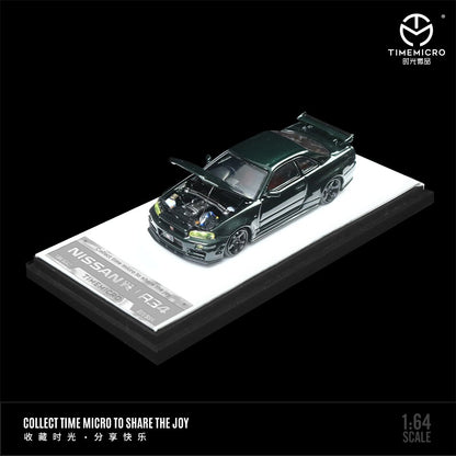 1/64 Nissan GTR34 Dark Green- Time Micro - TM643432