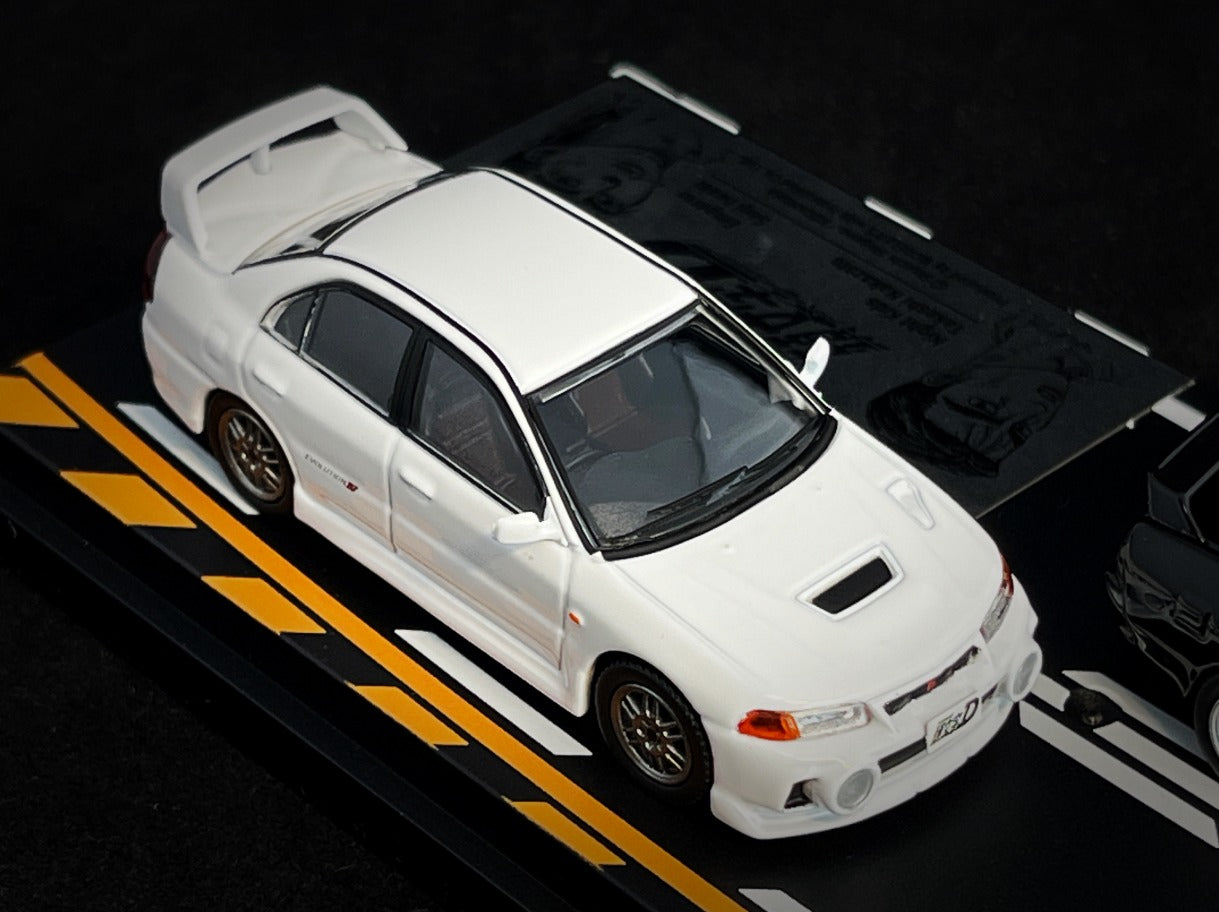 1/64 -Nissan Skyline GT-R R32 black + Mitsubishi Lancer Evolution IV white - Initial D series