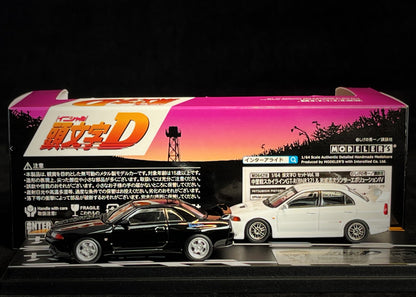 1/64 -Nissan Skyline GT-R R32 black + Mitsubishi Lancer Evolution IV white - Initial D series