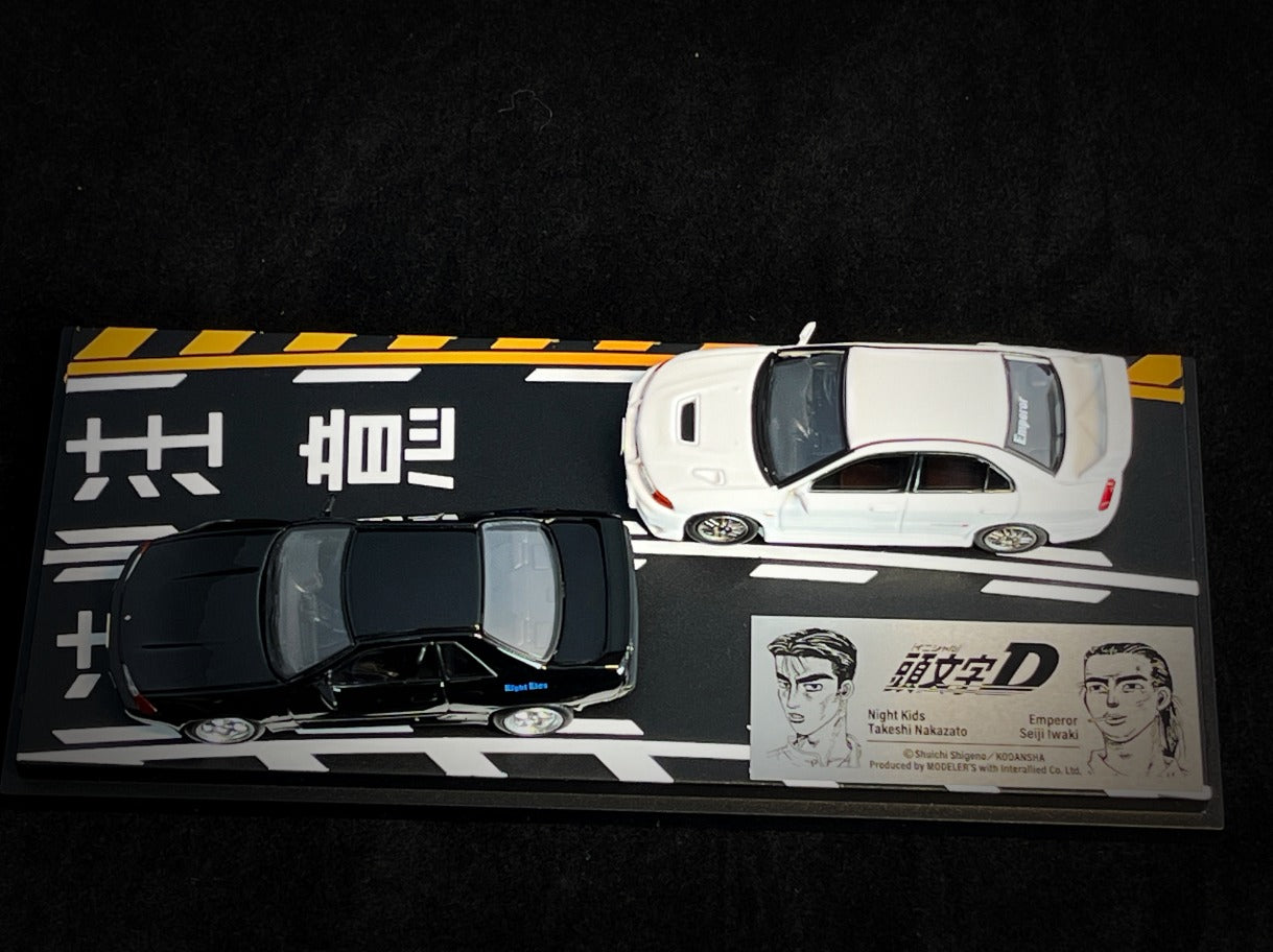 1/64 -Nissan Skyline GT-R R32 black + Mitsubishi Lancer Evolution IV white - Initial D series