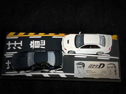 1/64 -Nissan Skyline GT-R R32 black + Mitsubishi Lancer Evolution IV white - Initial D series