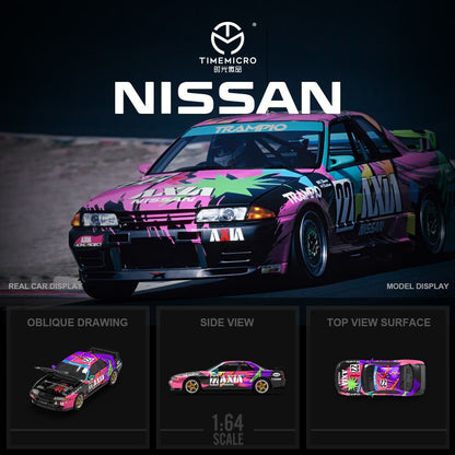 1:64 Nissan GTR R32 AXIA #22 Livery - Black - Time Micro TM644132