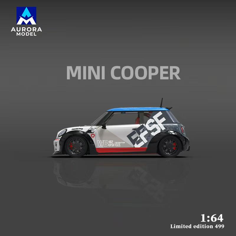 1:64 BMW Mini Cooper Lightning, Red Bull and Gundam - Aurora Model