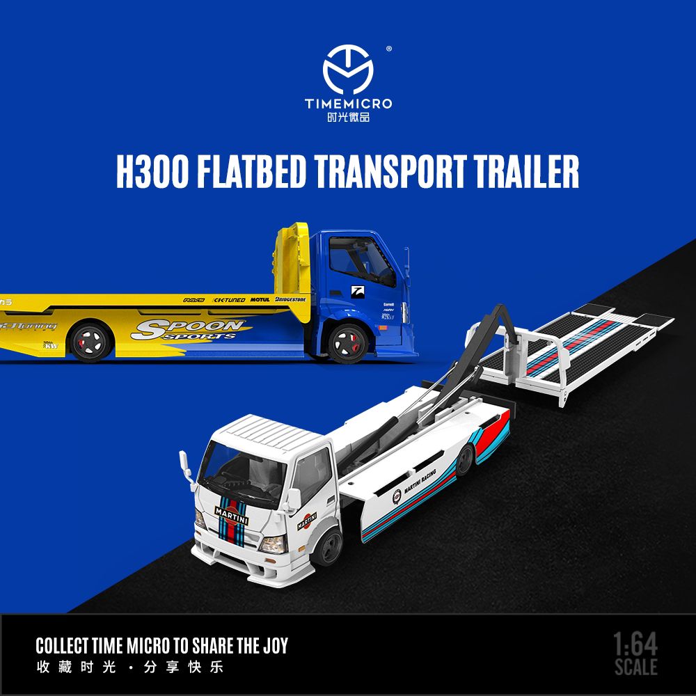 1:64 H300 flatbed transport trailer SPOON and Martini - Time Micro