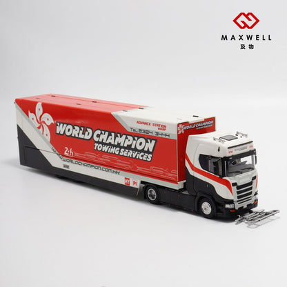 1/64 - Kengfai & Maxwell Scania S730 V8 Double Level Transporter, World Champion Transport