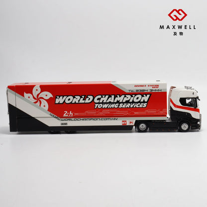 1/64 - Kengfai & Maxwell Scania S730 V8 Double Level Transporter, World Champion Transport