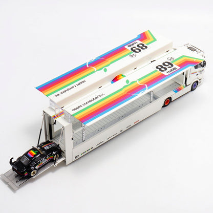 1/64 - Kengfai & Maxwell Scania S730 V8 Double Level Transporter, Apple 89#