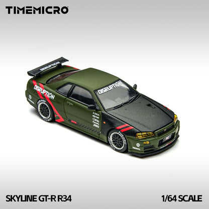 1/64 - Skyline GT-R R34 Matte Green - Time Micro - TM646317