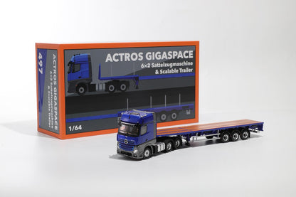 1/64 Mercedes-Benz Actros 6x2 & Scalable Trailer - GCD Diecast - KS101-497