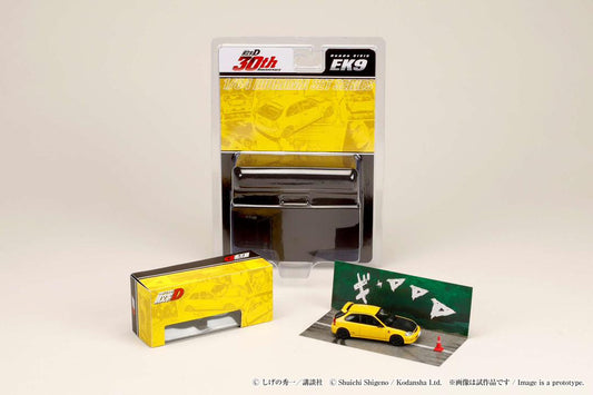 1:64 Honda Civic (EK9) Todojuku/INITIAL D Tomoyuki Tachi VS Takumi Fujiwara, yellow - Hobby Japan - HJDMD007