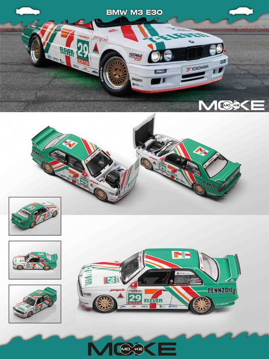 1/64 BMW M3 1st Generation Mk1 E30 Sedan DTM - Moke - Green No. 29 Green 7-Eleven