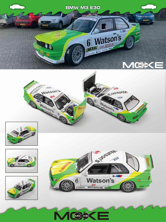 1/64 BMW M3 1st Generation Mk1 E30 Sedan DTM - Moke - Yellow No. 6 Yellow Watsons