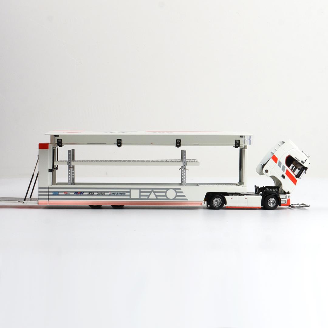 1/64 - Kengfai & Maxwell Scania S730 V8 Double Level Transporter, Honda Primo