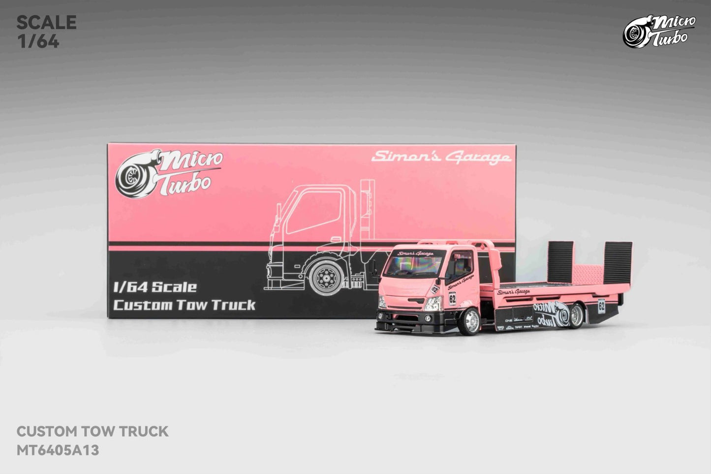 1/64 - 300 series flatbed trailer Custom Tow Truck Simons Garage - Micro Turbo - MT6405A13