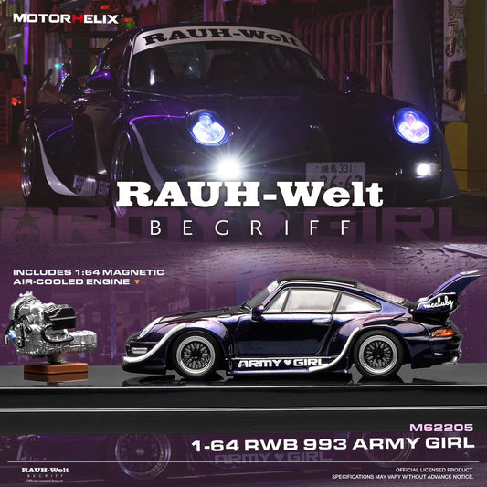 1/64 RWB993 wide-body modified version Purple Army Girl - Motorhelix - M62205