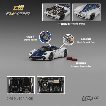 1/64 Pagani Utopia White-Blue Carbon - CM Models - CM64-Utopia-08