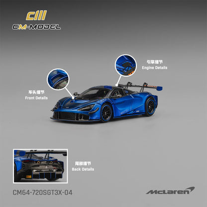 1/64 McLaren 720S GT3x Aurora Blue - CM Models - CM64-720SGT3X-04