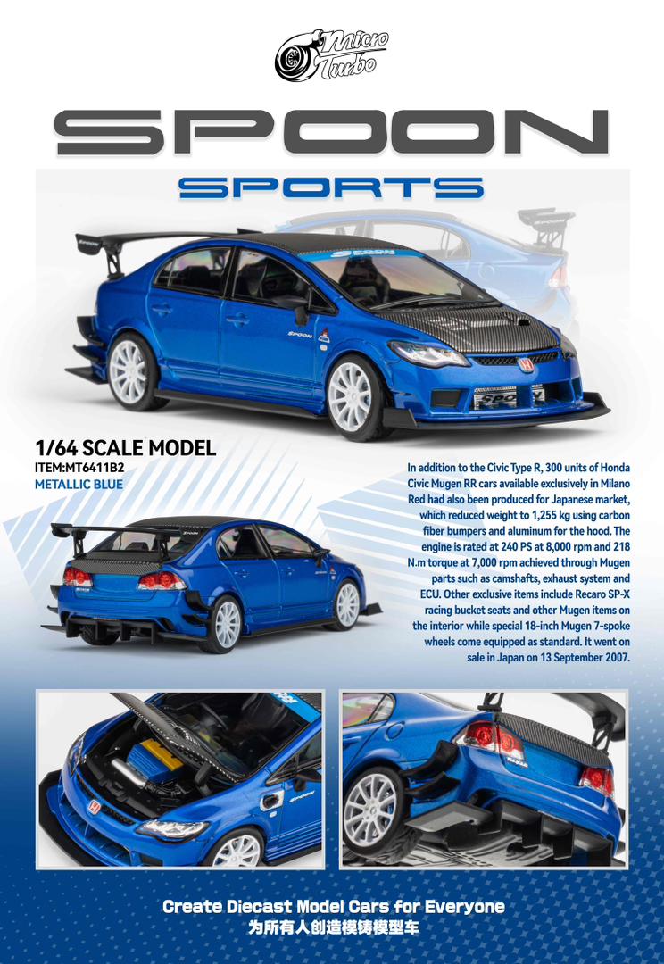 1/64 Civic FD2, Spoon modified - Micro Turbo - MT6411B2