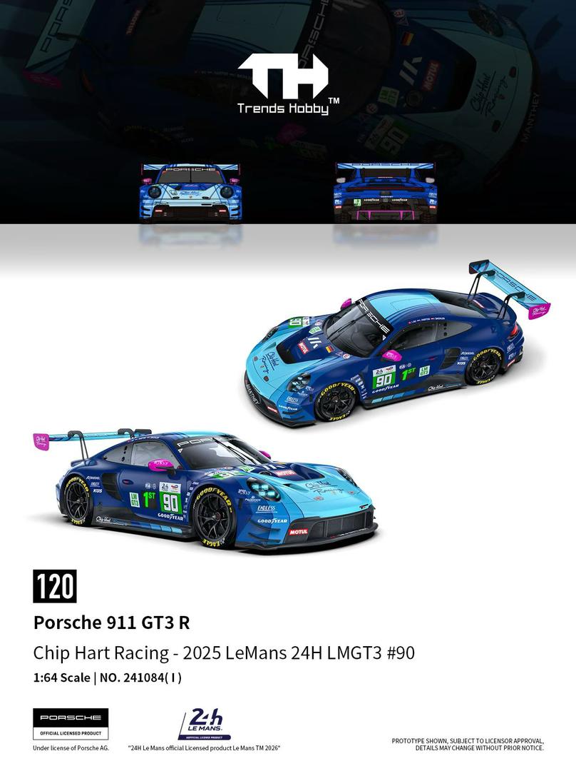 1/64 911 GT3 R LeMans 24H LMGT3 2025 Chip Hart Racing #90 - Trends Hob ...