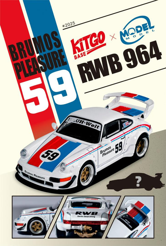 1/64 Brumos Pleasure #59 RWB964 GT Wing / H300 flatbed trailer - Kitgo x Model Model - 2 options