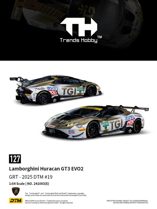 1/64 Huracan GT3 EVO2 DTM version - Platinum GRT - 2025 DTM #19 Livery - Trends Hobby - 241083E