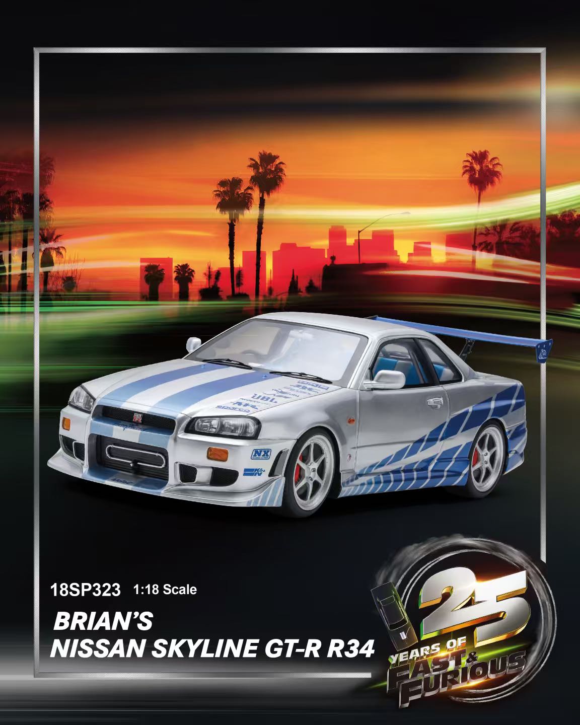 1/18 Brians Nissan GT-R R34 Fast and Furious - Spark Models  -  SPA 18SP323