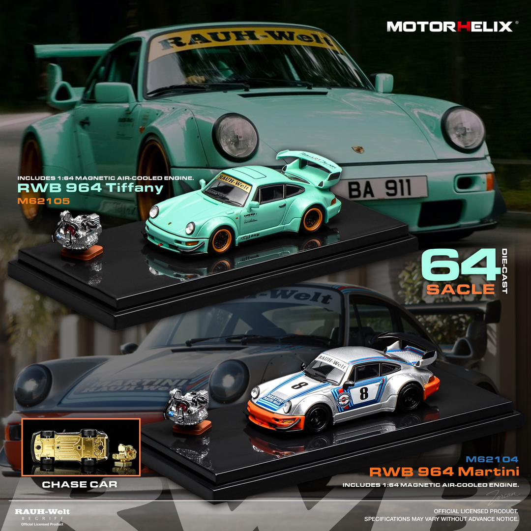 1/64 RWB964 wide-body modified version Tiffany Blue  - Motorhelix - M62105