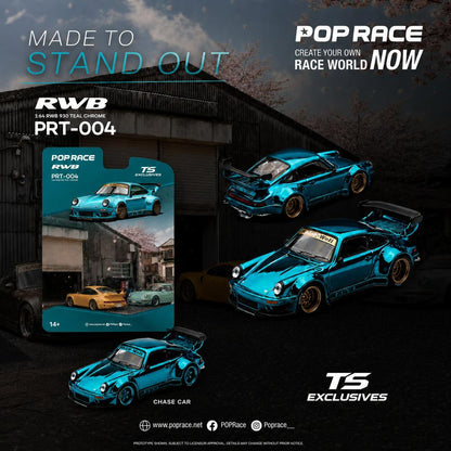 1/64 RWB930 GT Wing version *Tokyo Station Exclusives*, blue Chrome Teal - Pop Race - PRT004