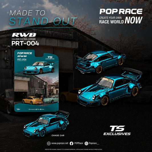 1/64 RWB930 GT Wing version *Tokyo Station Exclusives*, blue Chrome Teal - Pop Race - PRT004
