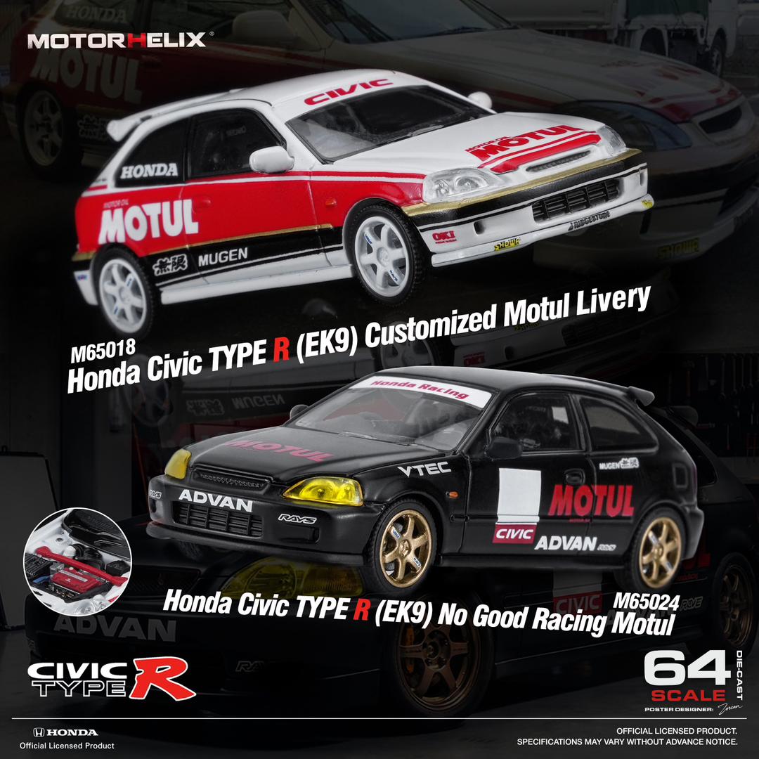 1/64 Honda Civic Type-R 1st generation EK9 "No Good Racing" - Motor Helix - 2 colour choice