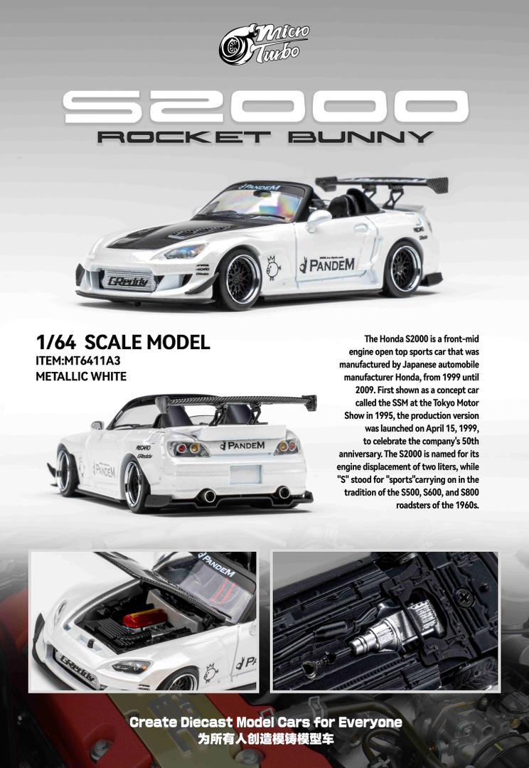 1/64 S2000 AP1, Pandem Rocket Bunny wide-body modification - Micro Turbo - MT6408B5