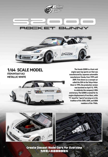 1/64 S2000 AP1, Pandem Rocket Bunny wide-body modification - Micro Turbo - MT6408B5