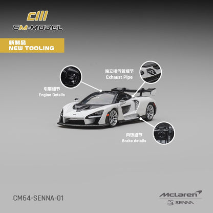 1/64 McLaren Senna Pearl White Silica White - CM Models - CM64-SENNA-01