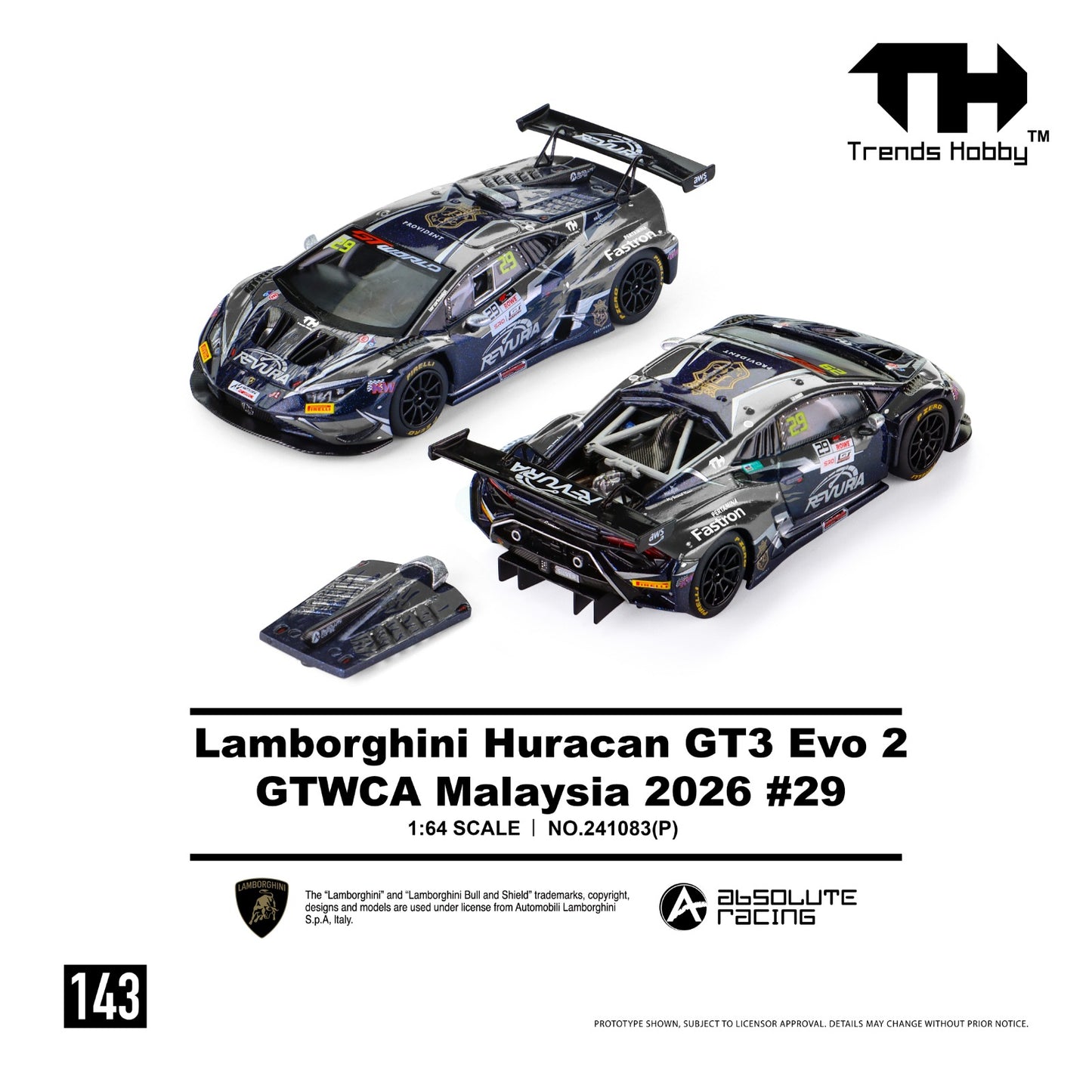 1/64 Lamborghini Huracan GT3 EVO2 GT GTWCA Malaysia 2026 - Trends Hobby - 241083(P) - 143