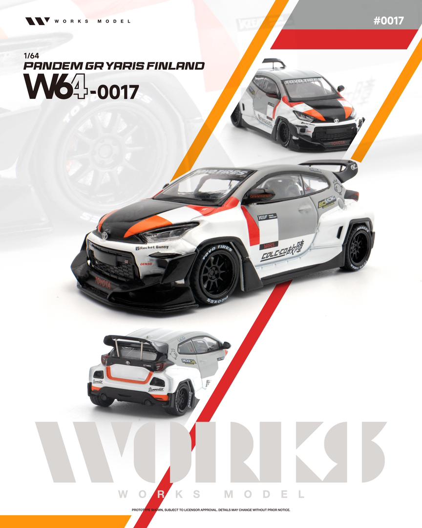 1/64 GR Yaris Pandem Rocket Bunny - Finland White-Grey - Works Models - W640017