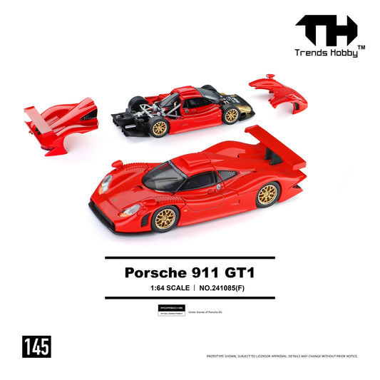 1/64 Porsche 911 GT1 1998 Red  - Trends Hobby - 241085F