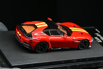 1/64 Ferrari 12 Cilindri Coupe Rosso Corsa/Giallo Modena Racing Livery Stripe Limited - 7cm Models -