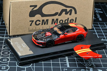 1/64 Ferrari 12 Cilindri Coupe Rosso Corsa/Giallo Modena Racing Livery Stripe Limited - 7cm Models -