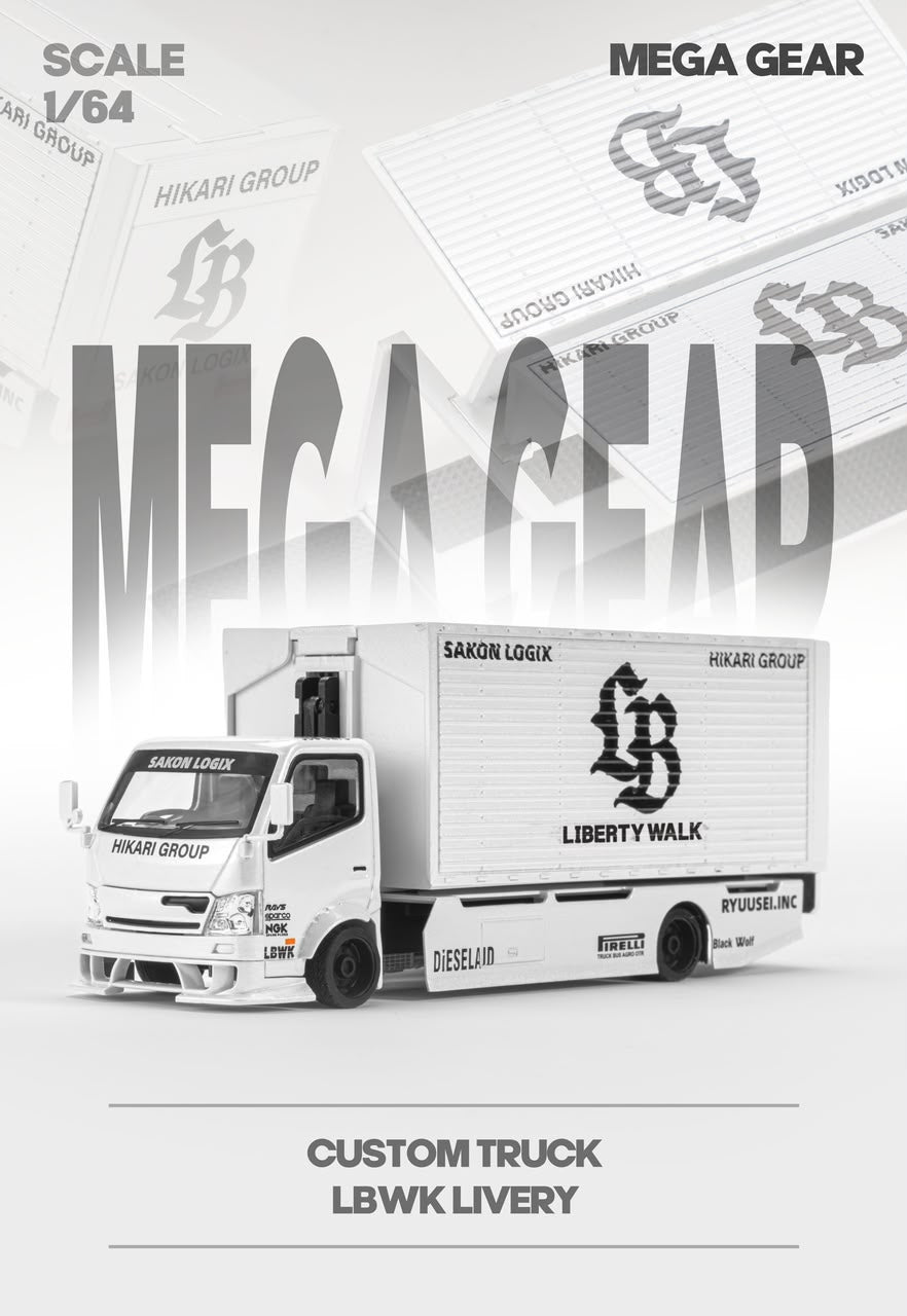 1/64 - 3300 Series 300 Custom Gull Wing Truck, Metallic White LB Livery - Mega Gear - MG644