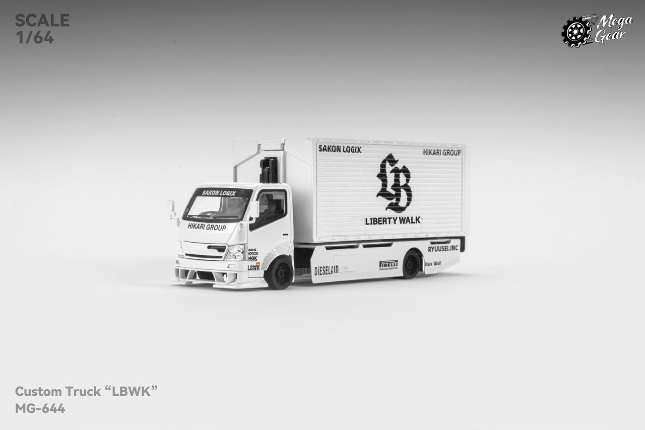 1/64 - 3300 Series 300 Custom Gull Wing Truck, Metallic White LB Livery - Mega Gear - MG644