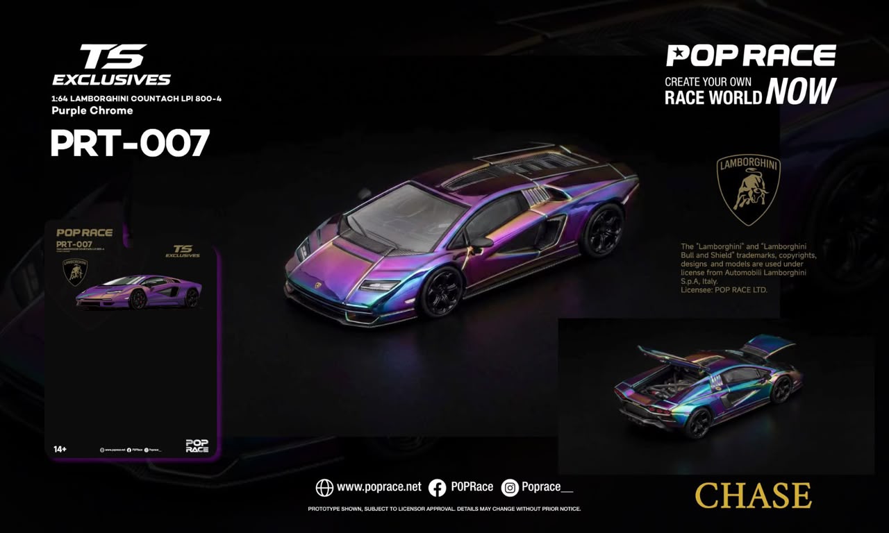 1/64 Countach LPI800-4 - *Tokyo Station Exclusives*, - Electroplated Purple Chrome Purple - Pop Race - PRT007