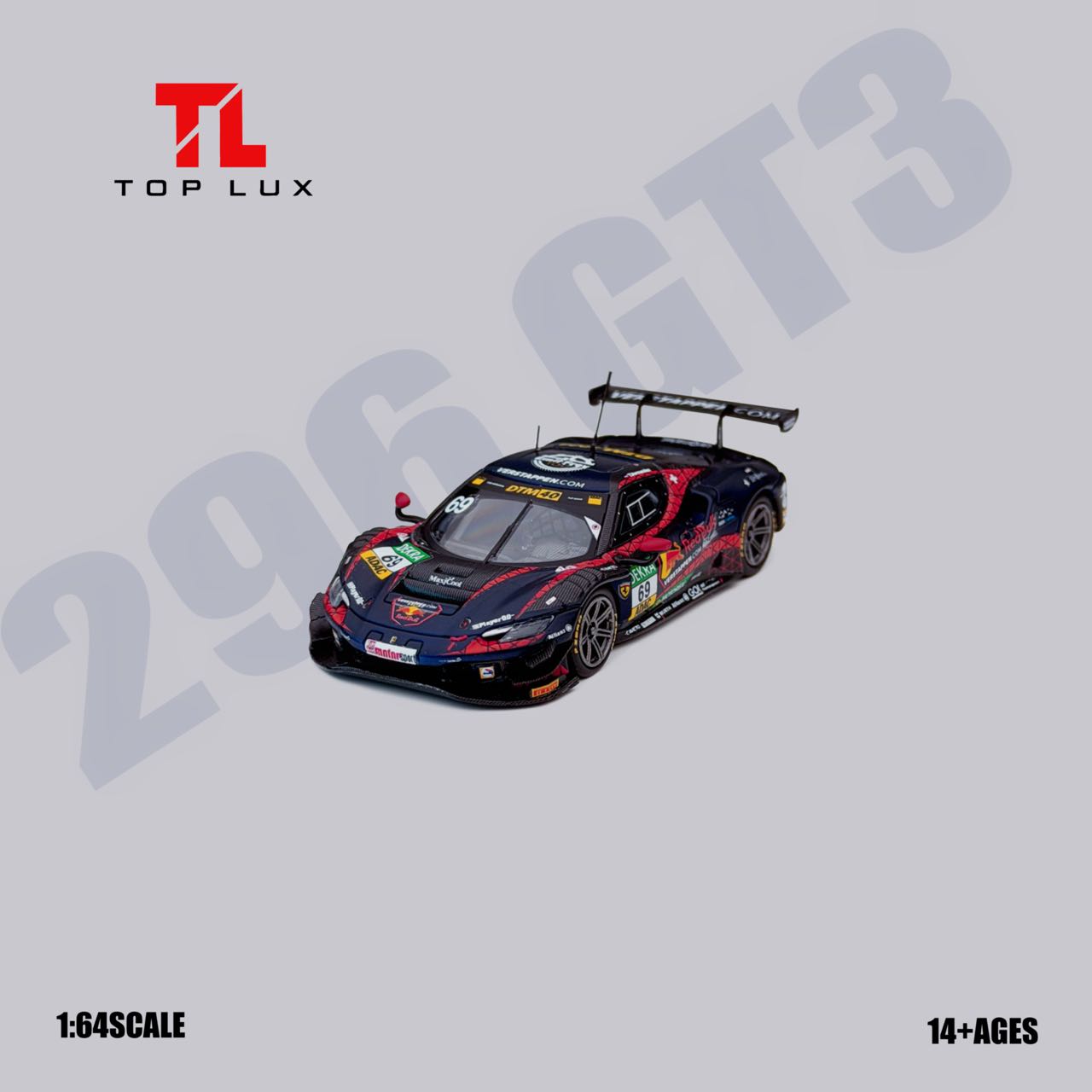 1/64 Ferrari 296 GT3 R Red Bull Livery #69 - TopLux - TL64008