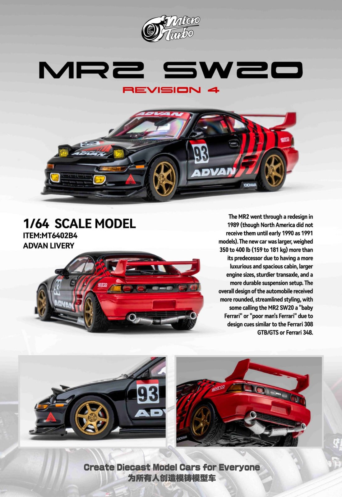 1/64 MR2 SW20 Advan Livery - Micro Turbo - MT6402B4