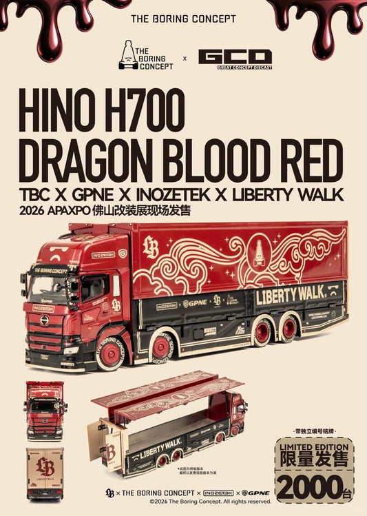 1/64 FOSHAN APAXPO x TBC x GCD HINO H700 DRAGON BLOOD RED - 2026 Auto Passion Alliance (APAxpo) - GCD -   ***coming soon***