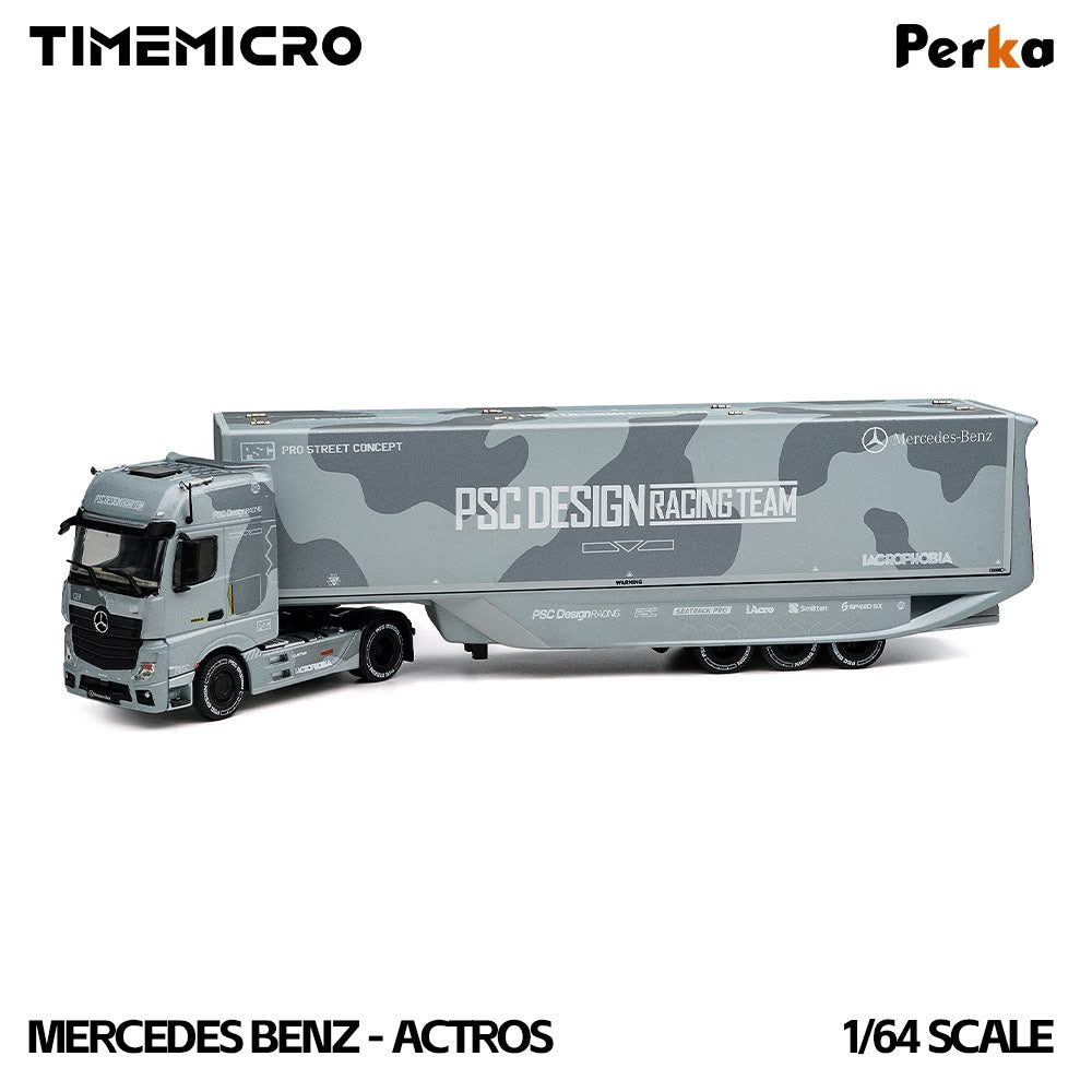 1/64 - Mercedes-Benz Actros Aero Trailer PSC Fighter Jet Gray -  Time Micro x Perka - TM646753 - ***Pre order***