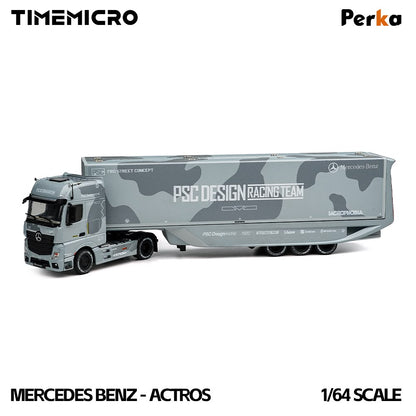 1/64 - Mercedes-Benz Actros Aero Trailer PSC Fighter Jet Gray -  Time Micro x Perka - TM646753 - ***Pre order***
